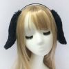 Black Plush Lop Ear Rabbit Headband Fluffy Animal Dogs Ears Hairhoop Halloween Party Dress Up Cosplay Costume Hairband
